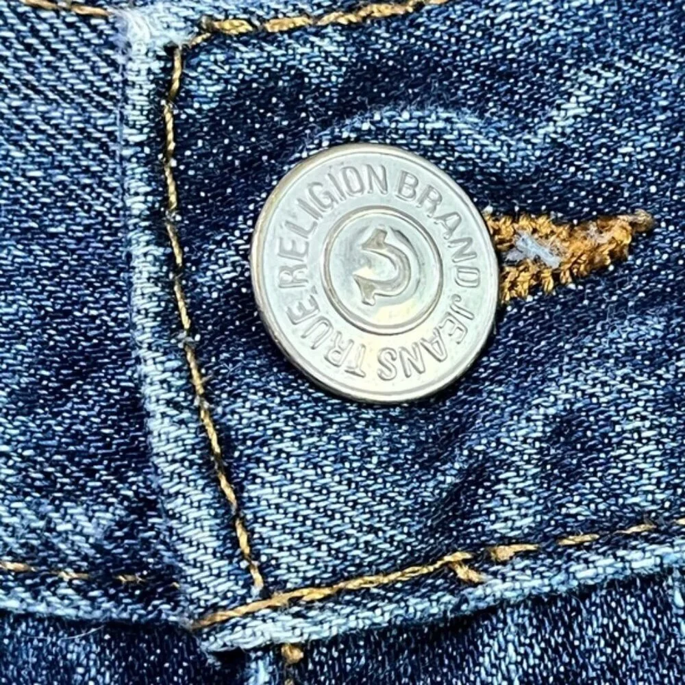 True Religion Men’s Straight Distressed Jeans – Size 30, Made in USA